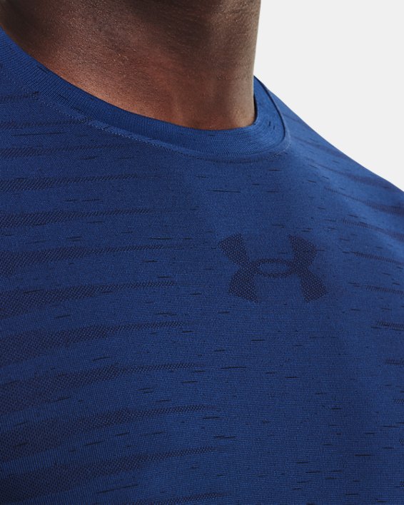 Men's UA Seamless Wordmark Short Sleeve, Blue, pdpMainDesktop image number 3